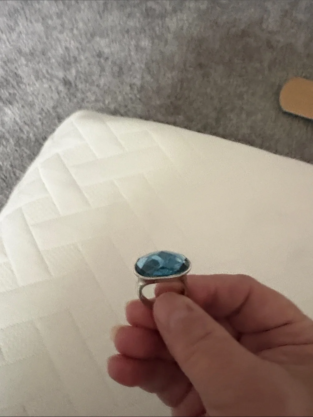 Silpada Large Faceted Teal Glass Statement Ring size 8